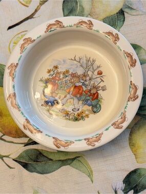 Children's Bunnykins Garden Ceramic Bowl - Cream with Brown Accent